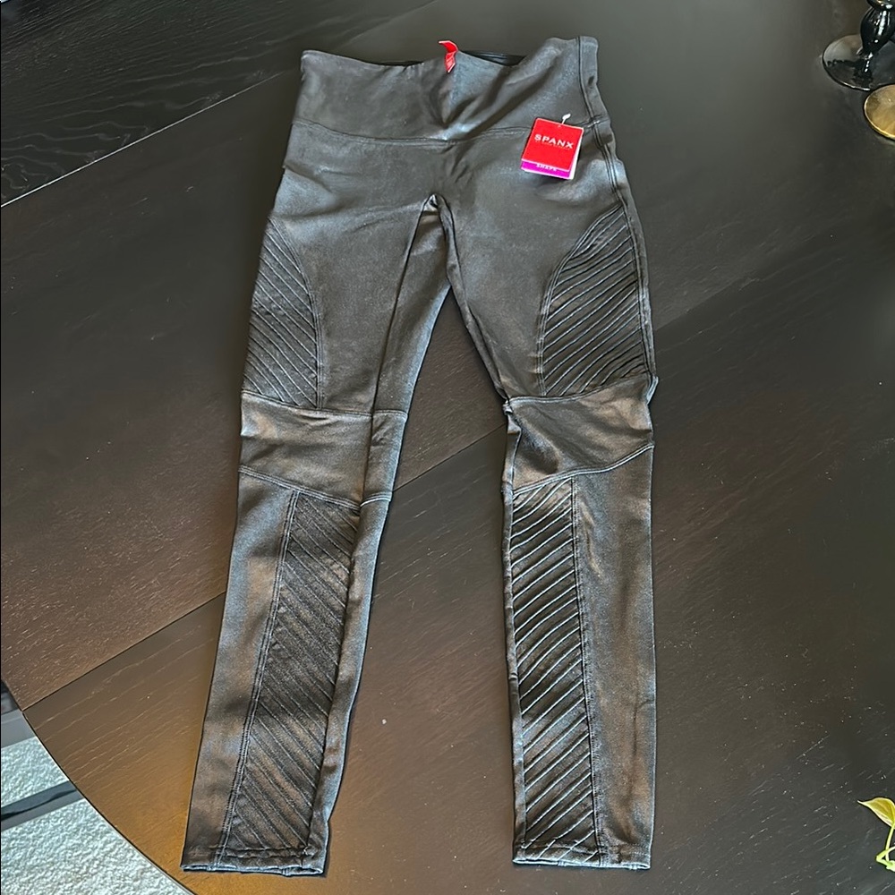 SPANX Textured Moto Black Leggings